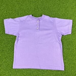 Vintage New Moves Kids Purple Short Sleeve Henley Blank T-Shirt Sz M